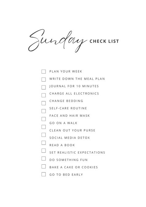 Sunday Reset To Do List, Sunday Morning Reset, Weekly Things To Do, Sunday Reset Ideas, Sunday Reset List, Sunday Reset Routine Checklist, Weekly Check In, Reset Day Checklist, Monthly Reset Checklist