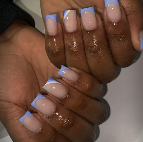 Blue French Tip Designs, French Tip Designs, Blue French Tip, Women Nail Art, Long Coffin Nails, Tree Nail Art, Sweet Nails, Punk Nails, Tree Nails