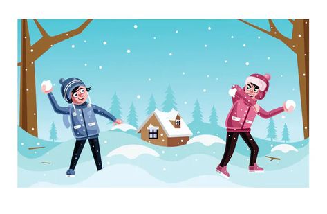 Happy Children Playing throwing Snowballs Graphics Illustration with a New Cartoon Style Vectors. Vector Illustration. AI, EPS Throwing Snowball Reference, Snow Vector, Christmas Windows, Happy Children, Children Playing, Graphics Illustration, Cartoon Style, Happy Kids, Rock Painting