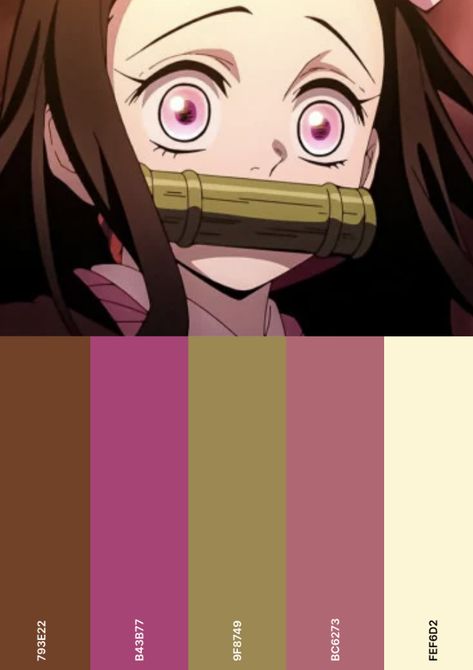 Colour palette Cartoon Character Color Palette, Tanjiro Color Pallet, Anime Color Palette, Character Color Palette, Colour Pallets, Website Color Palette, Circular Knitting Machine, Anime Nails, Bracelet Inspo