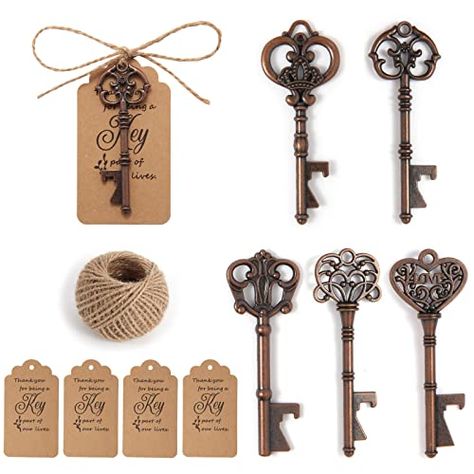 Baby Shower Favors For Guests, Baby Shower Favours For Guests, Key Bottle Opener, Vintage Skeleton Keys, Vintage Skeleton, Wedding Party Gifts, Red Copper, Wedding Souvenirs, Vintage Keys