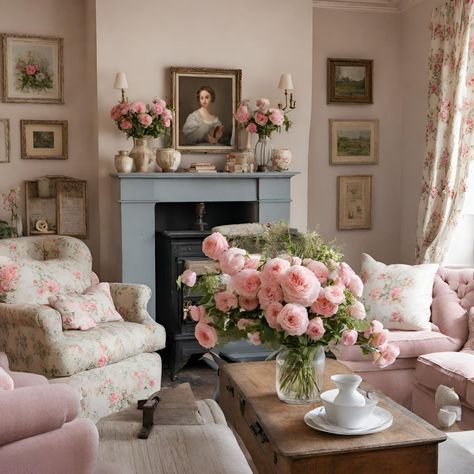 The BEST English Cottage Living Room Ideas | Montana Happy Shabby Chic Lounge, Shabby Chic Living Room Design, French Cottage Living Room, English Cottage Living Room, Salons Cottage, Shabby Chic Dressers, Salon Shabby Chic, Shabby Chic Interior Design, Room Colours