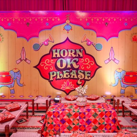 Quirky backdrops with the traditional Punjabi style seating plan for a Punjabi wedding ceremony - Jaggo. Indian Destination Wedding, Punjabi Style, Punjabi Wedding, Seating Plan, Wedding Ceremony, Destination Wedding, Wedding Planning, Birthday Cake, How To Plan