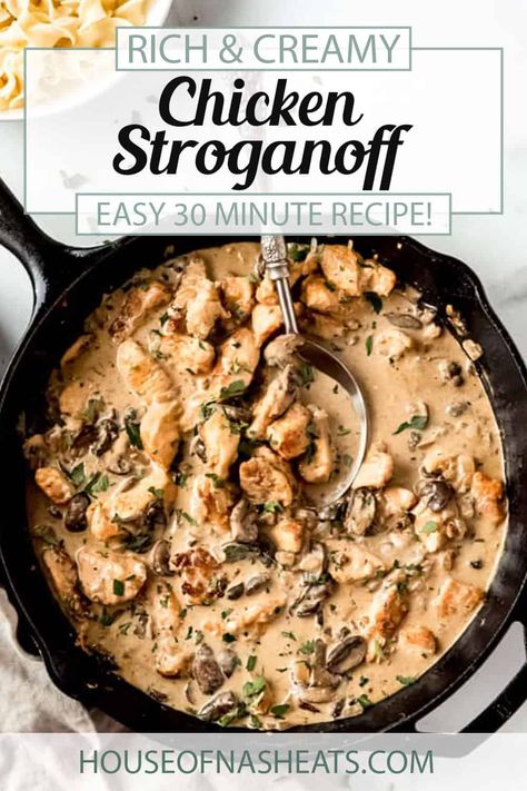 Chicken Stroganoff Healthy Chicken Stroganoff, Weenies Recipe, Easy Chicken Stroganoff Recipe, Easy Chicken Stroganoff, Chicken Stroganoff Recipe, Red Recipes, Russian Dishes, Homemade Egg Noodles, 2023 Recipes