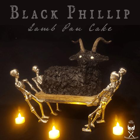 Halloween Cooking, Live Deliciously, Lamb Cake, Halloween Themed Food, Black Food Coloring, Black Phillip, White Marshmallows, Chocolate Fudge Frosting, Spooky Food