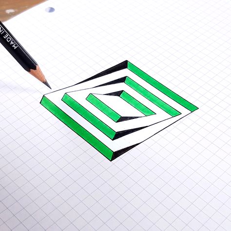 Drawing Illusions, Howard Lee, 3d Illusion Drawing, 3d Illusion Art, Illusions Art, Optical Illusion Drawing, Graph Paper Designs, Art Hacks, Illusion Drawings