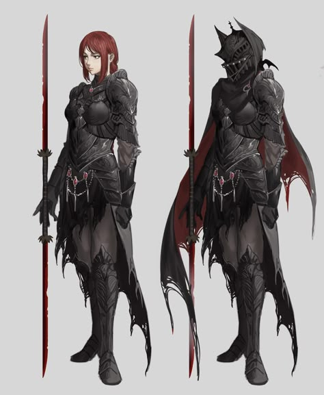 Black Armour Female, Dark Mage Outfit, Black Knight Female, Female Armour Art, Midevil Oc, Black Female Armor, Female In Armor, Female Knight Oc, Elden Ring Oc