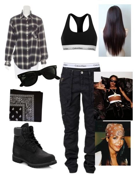 Aaliyah 90s inspired outfit by arikelly on Polyvore featuring polyvore, fashion, style, R13, Calvin Klein, Calvin Klein Underwear, Ray-Ban, Timberland and clothing Aaliyah Costume, Aaliyah 90s, 90s Hip Hop Outfits, Aaliyah Outfits, 90s Fashion Party, Black 90s Fashion, 90s Party Outfit, Throwback Outfits, Tomboy Stil