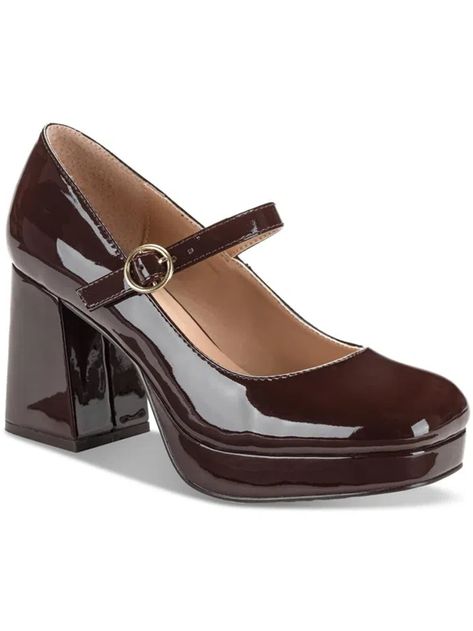 Sun + Stone Vaneciaa Womens Round Toe Slip On Mary Jane Heels In Wine Pat | ModeSens Brown Mary Jane Heels, Brown Mary Janes, Sun Stone, Mary Jane Pumps, Mary Jane Heels, Mary Jane Shoes, Platform Pumps, Platform Shoes, Cute Shoes