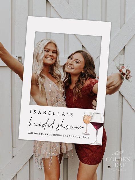 Picture Booth, Photo Prop Frame, Bridal Shower Photo Prop, Bridal Shower Champagne, Bridal Shower Wine, Modern Portrait, Photo Frame Prop, Bridal Shower Photos, Minimalist Photos