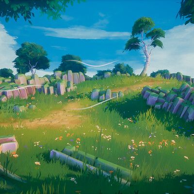 ArtStation - Dokkaebi, yago de amorim Stylized Environment, Library Project, Casting Shadows, House Cartoon, Horse Games, Game Environment, Landscape Concept, Low Poly Art, My Library