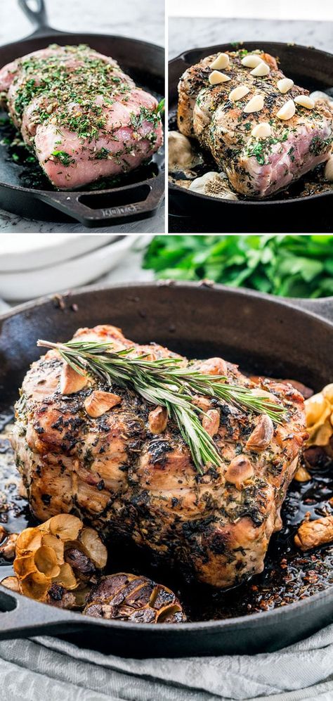 Succulent Rosemary Garlic Pork Roast that's perfect for a Sunday dinner or a special occasion, delicious and quick to prepare! Always a crowd pleaser! www.jocooks.com #porkroast Roasting Ideas, Garlic Pork Roast, Pork Lion Recipes, Pork Roast Recipe, Garlic Pork, Jo Cooks, Pork Roast Recipes, Rosemary Garlic, Pork Dinner