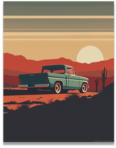 PRICES MAY VARY. Details - This vintage pickup truck poster measures (11x14 Inches), and does not include a frame. Printed onto 210gsm semi-gloss paper, with high-quality colors that last. Red Truck Decor - If you're a fan of vintage trucks, you'll love our collection of red truck decor featuring a classic truck picture! Our collection is perfect for those who appreciate the classic style and beauty of vintage trucks. Vintage Trucks Decor - Looking to add a touch of vintage charm to your farmhou Truck Painting Ideas, Old Truck Decor, Country Art Prints, Vintage Car Art, Truck Painting, Vintage Chevy Trucks, Truck Logo, Country Trucks, Red Truck Decor