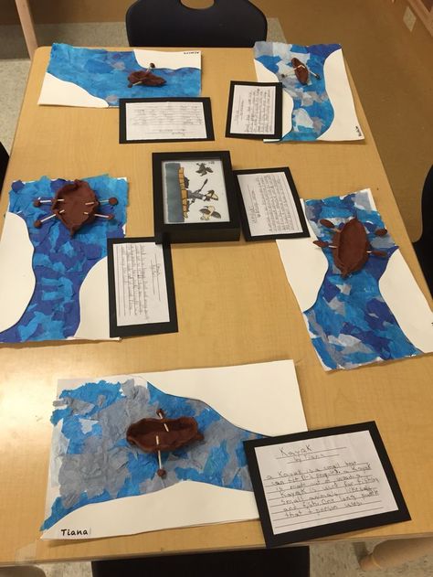 Inuit kayak art made by grade 2 students for our Arctic Museum! Kayak Art, Social Studies Communities, Native American Art Projects, Indigenous Studies, Aboriginal Education, Indigenous Education, Social Studies Resources, Inuit Art, Social Studies Lesson