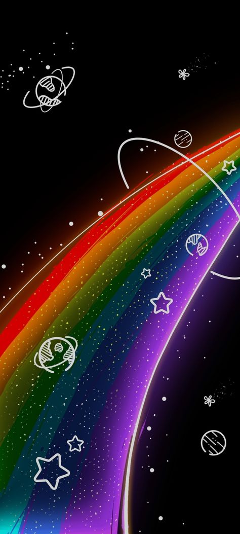 Rainbow Star Background, Rainbow And Black Wallpaper, Rainbow Space Wallpaper, Rainbow Aesthetic Wallpaper Iphone, Cute Pride Wallpapers, Dark Rainbow Wallpaper, Pride Backgrounds Aesthetic, Dark Rainbow Aesthetic, Bright Colorful Wallpaper