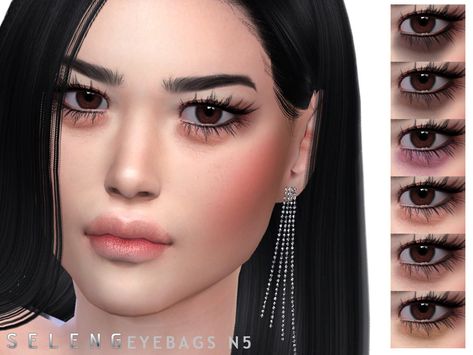 Sims 4 — Eyebags N5 by Seleng — Eyebags - dark circles for female and male Child to Elder 21 swatches Skin detail Sims 4 Female Skin Details, Sims 4 Eyebags, Sims 4 Female Skin, Eyeshadow Sims 4, Eye Bags Makeup, Baggy Eyes, Cc Makeup, Faces Band, Sims 4 Cc Eyes