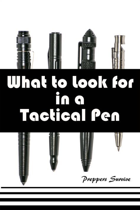 Tactical pens are a great everyday carry item. Learn what to look for in a tactical pen and how they work. Preppers Survive Tactical Pen Everyday Carry, Prepper Supplies, Prepper Gear, Outdoor Survival Kit, 72 Hour Kits, Emergency Preparedness Kit, Tactical Pen, Glass Breaker, Urban Survival