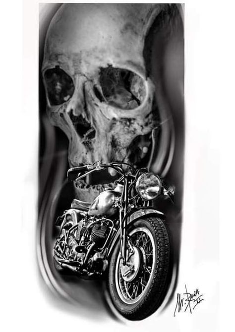 Skull And Motorcycle Tattoo, Skull Biker Tattoo, Biker Tattoo Design, Harley Tattoo, Engine Tattoo, Biker Tattoo, Harley Tattoos, Motorcycle Tattoo, Harley Davidson Tattoos