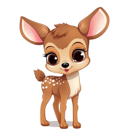 Deer Cartoon Illustration, Baby Animals Drawings Cartoon, Deer Cute Drawing, Baby Deer Drawing, Deer Eyes, Magic Animals, Cartoon Deer, Deer Cartoon, Deer Drawing