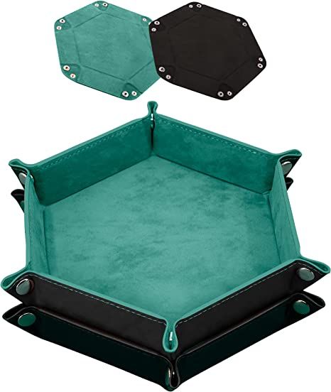 Amazon.com: SIQUK 2 Pieces Dice Tray PU Leather Dice Trays Folding Hexagon Dice Holder Tray for Dice Games Like RPG, DND and Other Table Games (Cyan and Black) : Toys & Games Color Cian, Dice Holder, Playing Dice, Dice Tray, Dnd Dice, Dice Games, Dungeon Master, Free Amazon Products, Table Games