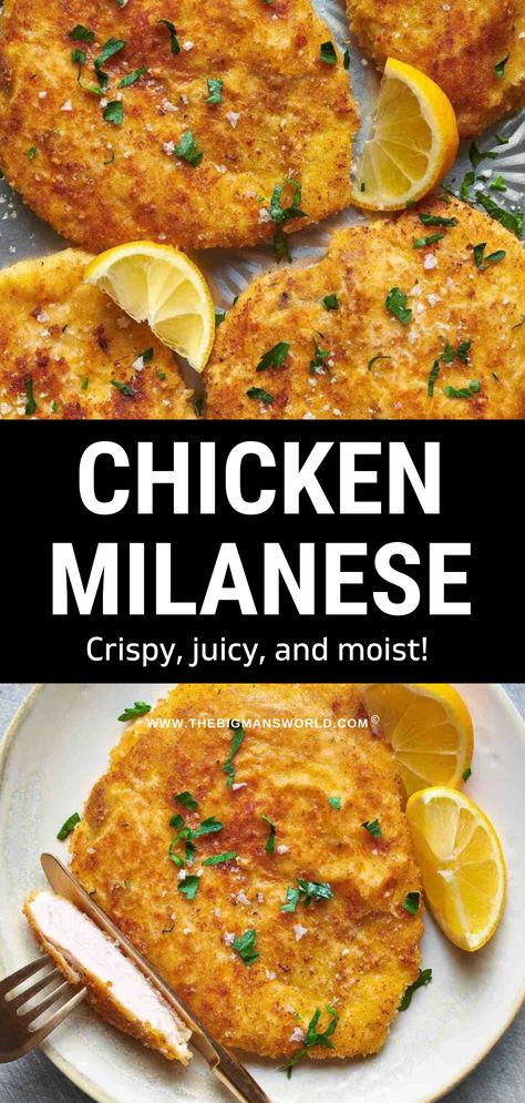 Chicken Milanese Airfryer, Tenderized Chicken Recipes, Gluten Free Chicken Milanese, Healthy Chicken Milanese Recipe, Lemon Chicken Milanese, Week Night Chicken Recipes, Chicken Melanzane, Chicken Milanese Pasta, Yum Makers Recipes Chicken