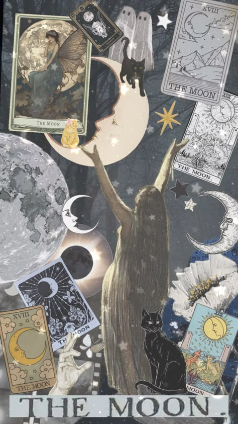 #vibes #wallpaper #art #quotes #tarot #moon #themoon Vintage Moon Art Wallpaper, Moon Tarot Wallpaper, Moon Tarot Card Wallpaper, The Moon Tarot Card Wallpaper, Moon Tarot Card Aesthetic, Tarot Cards Aesthetic Wallpaper, Tarot Aesthetic Wallpaper, Tarot Cards Wallpaper, Tarot Card Wallpaper