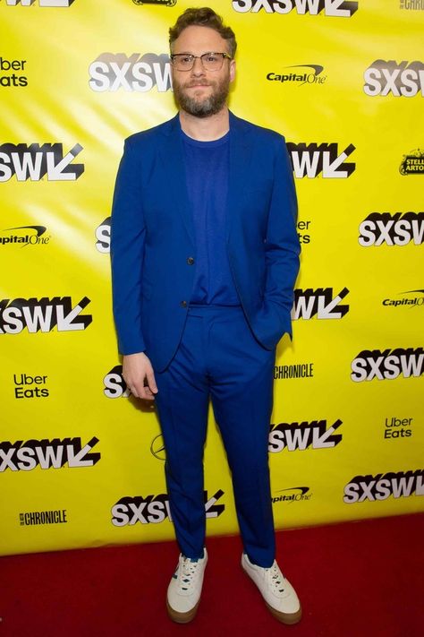 Seth Rogan at a screening of Long Shot during SXSW in Austin Seth Rogan Style, Sxsw Fashion, Casual Office Outfits, What Is Business Casual, Seth Rogan, Yellow Outfits, Seth Rogen, Mens Fashion Business Casual, Dapper Dan