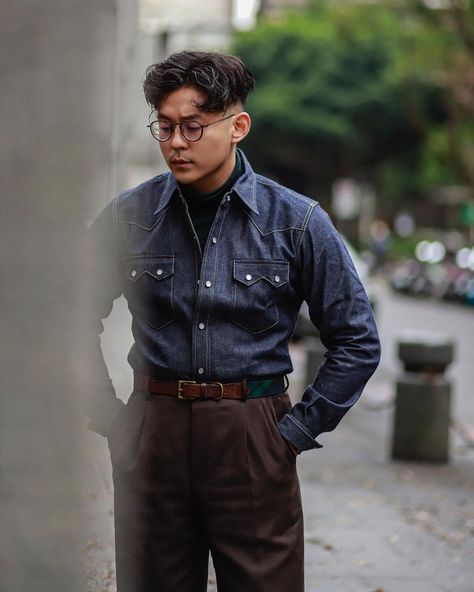 Denim Outfit Men, Selvage Denim, Denim Outfits, Outfits Men, Western Shirt, Western Shirts, Denim Outfit, Personal Style, Style Inspiration