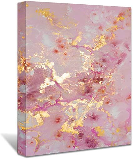 Pink Artwork, Picture Painting, Painting For Home, Marble Painting, Gold Leaf Art, Modern Wall Decor Art, Pink Painting, Modern Wall Art Canvas, Stretched Canvas Wall Art