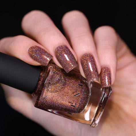 Luminous Warm Brown Ultra Holo™ Nail Polish Toenail Polish Winter, Brown Shimmer Nails, Ilnp Polish, Holo Nail Polish, Ilnp Nail Polish, Boutique Nails, Brown Nail Polish, Holo Nails, Nail Shimmer