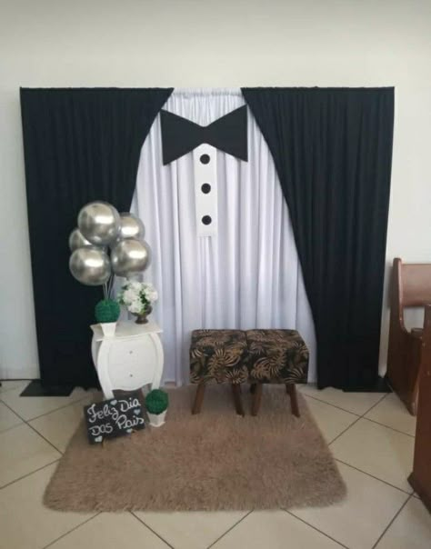 Tuxedo Backdrop Diy, Fathers Day Party Ideas Decoration, 50th Birthday Party Ideas For Men, Diy Father's Day Cards, 50th Birthday Party Games, Diy Wedding Backdrop, Crochet Baby Shoes Pattern, 70th Birthday Parties