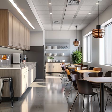 workplace break room ideas comfortable lounge area Employee Lunch Room Ideas, Work Staff Room Ideas, Employee Relaxation Room, Office Break Out Area, Breakout Room Office, Small Office Break Room Ideas, Salon Break Room, Lunch Room Design, Salon Breakroom