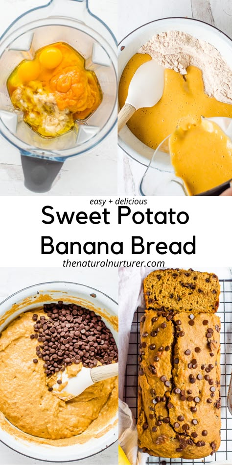 Banana Sweet Potato Bread, Sweet Potato Banana Bread, Sweet Potato Banana, Natural Nurturer, Sweet Potato Dessert, Patisserie Vegan, Clean Desserts, Sweet Potato Bread, Sweet Potato Muffins