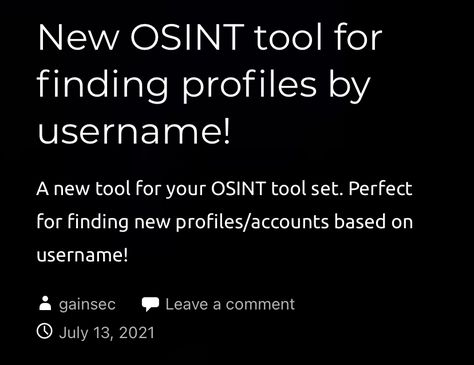 A new tool for your OSINT tool set. Perfect for finding new profiles/accounts based on username! Osint Tool, Osint Tools, Google Tricks, Learning Websites, Tool Set, Accounting, Internet, Social Media, Tools