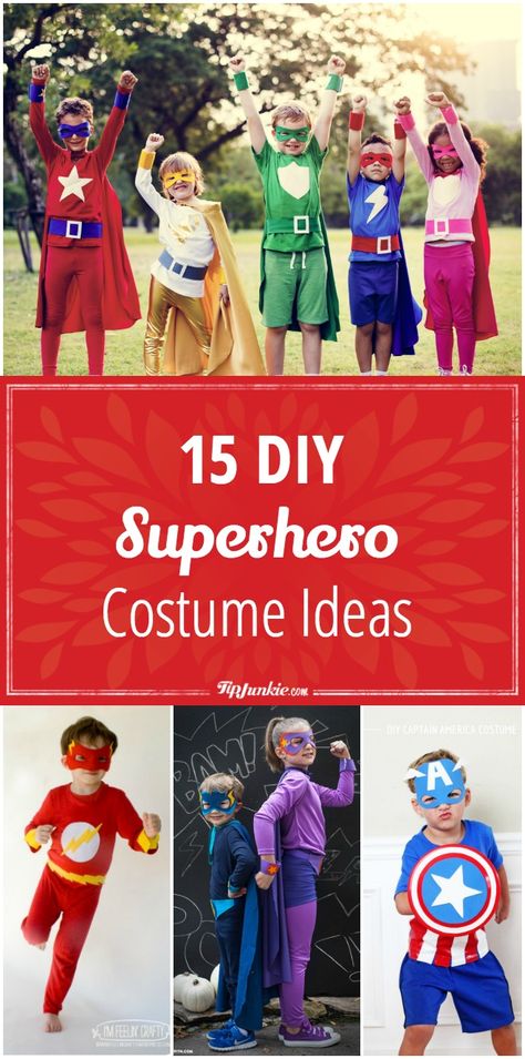 15 DIY superhero costume ideas your kids will love! Fun for boys and girls! via @tipjunkie Easy Superhero Costumes, Superhero Costume Ideas, Superhero Diy, Superhero Costumes For Boys, Diy Costumes For Boys, Diy Superhero Costume, Superhero Costumes Kids, Super Hero Day, Superhero Ideas