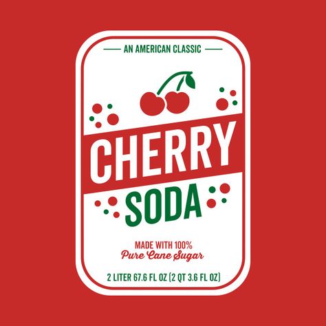 Check out this awesome 'Cherry+Soda+Label+Design' design on @TeePublic! Soda Can Graphic Design, Soda Can Label Design, Vintage Can Design, Soda Label Design, Soda Logo Design, Cherry Packaging, Shipping Label Design, Soda Can Design, Sticker Label Design