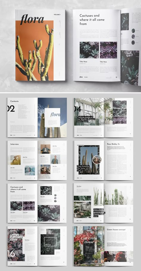 Flora Magazine Layout INDD - 20 Pages - A4 and US Letter size In Design Magazine Layout, Layouts For Magazines, Magazine Portfolio Layout, Magazine Lay Out Design, Magazine Image Layout, Fun Magazine Layout Design, Single Page Magazine Layout, Corporate Magazine Layout Design, In Design Layout Inspiration