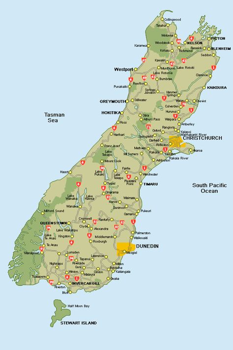 This is the south island. Would love to visit the north island (hint, hint, Jessica) South Island New Zealand Map, South New Zealand, Nz South Island, Milford Track, Map Of New Zealand, Mount Cook, Midori Notebook, Road Trip Map, Visit New Zealand