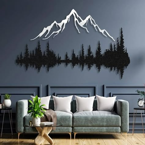 Amazon.com: NORTH KAISER Metal Wall Art - Mountain & Forest Metal Wall Decor - Large Wall Sculpture for Rustic Home Living Room Bedroom Indoor/Outdoor (White, 47.2'' x 31.4'' / 120 x 80 cm) : Home & Kitchen Forest Texture, Mountain And Forest, Interior Design Per La Casa, Forest Decor, Mountain Wall Art, Outdoor Wall Decor, Room Wall Decor, Decoration Design, Metal Wall Decor