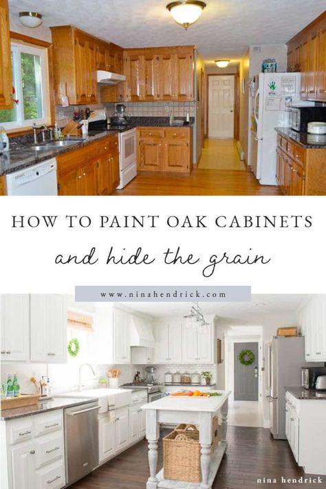 Learn about our proven process for how to paint oak cabinets and hide the grain to achieve a completely smooth and professional finish. Paint Oak Cabinets, Kitchen Soffit, Kitchen Cabinet Trends, Painting Oak Cabinets, Kitchen Diy Makeover, Oak Kitchen Cabinets, Diy Kitchen Renovation, Permanent Residence, Wood Kitchen Cabinets