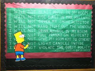 simpsons theme Teacher Billboard Ideas, Ra Programs, Res Life Door Decs, Dorm Bulletin Boards, Res Life Bulletin Boards, Ra Inspiration, Resident Assistant Bulletin Boards, Door Decorations College, Health Bulletin Boards