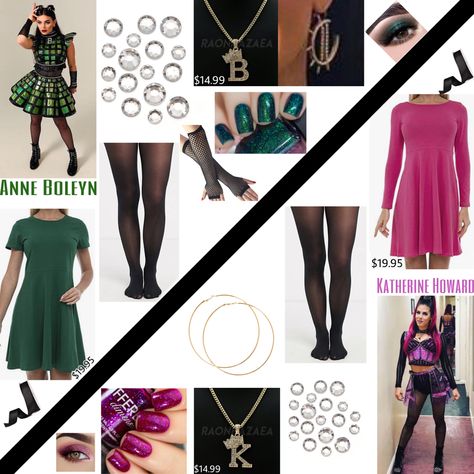 Anne Boleyn Six Inspired Outfits, Anne Boleyn Inspired Outfits, Katherine Howard Inspired Outfits, Anne Boleyn Costume Diy, Broadway Halloween Costumes Musicals, Six Musical Inspired Outfits, Broadway Inspired Outfits, Katherine Howard Costume, Musical Inspired Outfits