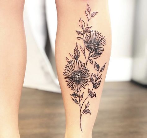 september birth flower Aster Flower Tattoo, Aster Tattoo, Aster Flower Tattoos, Daisy Tattoo Designs, Wreath Tattoo, Forearm Flower Tattoo, September Birth Flower, Love Patience, Awareness Tattoo