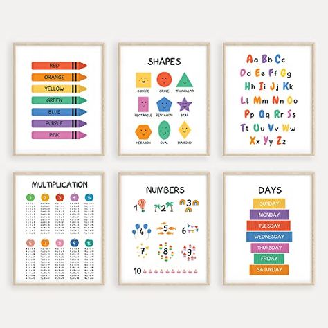 Toddler Playroom Decor, Playroom Printables, Shapes Kindergarten, Toddler Playroom, Learning Poster, Educational Wall Art, Abc Poster, Countdown Calendar, Educational Printables