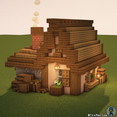 Small Shack Minecraft, Minecraft School House, Minecraft Woodcutter House, Small Mc House, Dark Oak House Minecraft, Small Village House Minecraft, Tiny House Minecraft, Villager House Minecraft, Dark Oak Minecraft House