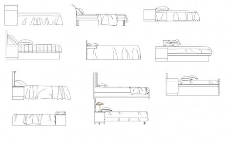 Bed Elevation Drawing, Bed Side View, Bed Elevation, Bed Top View, Bed Blocks, Arch Presentation, Bed Vector, Table Detail, Side Elevation