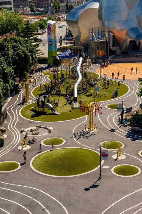 Playgrounds Architecture, Streetscape Design, Urban Playground, Seattle Center, Public Space Design, Urban Landscape Design, Park Landscape, Playground Design, Urban Park