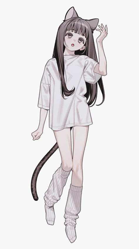 Pelo Anime, Character Poses, Girls Illustration, 영감을 주는 캐릭터, Character Design References, Cat Girl, Drawing Poses, Anime Poses, Cute Illustration