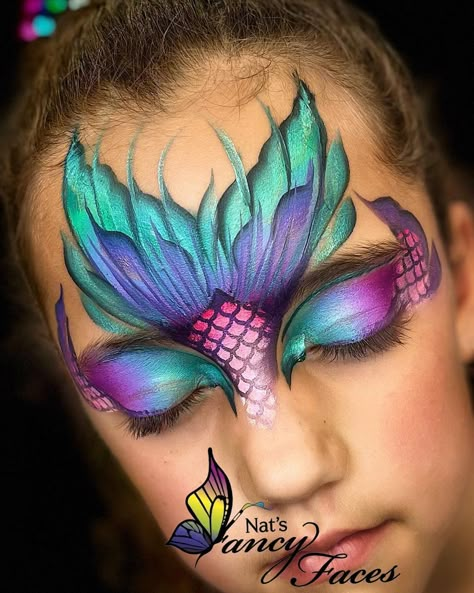 Peacock Face Paint, Fish Face Paint, Facepainting Ideas Easy, Peacock Face Painting, Fox Face Paint, Mermaid Face Paint, Animal Face Paintings, Festival Face Paint, Face Paint Ideas