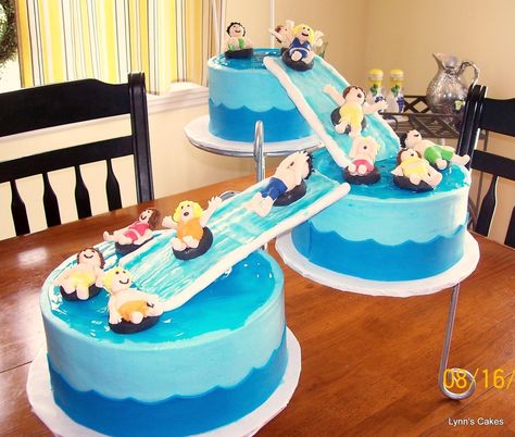 Water slide birthday cake | water slide birthday cake buttercream iced cake the slides are fondant ... Birthday Cake Buttercream, Swimming Pool Cake, Pool Water Slide, Water Birthday, Pool Party Cakes, Pool Cake, Iced Cake, Cake Buttercream, Ice Cake